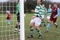 Goal celebration, Spixworth despondent