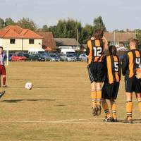 King tries to bend another free kick, but his free