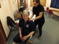 The Secretary enjoying a well earned massage